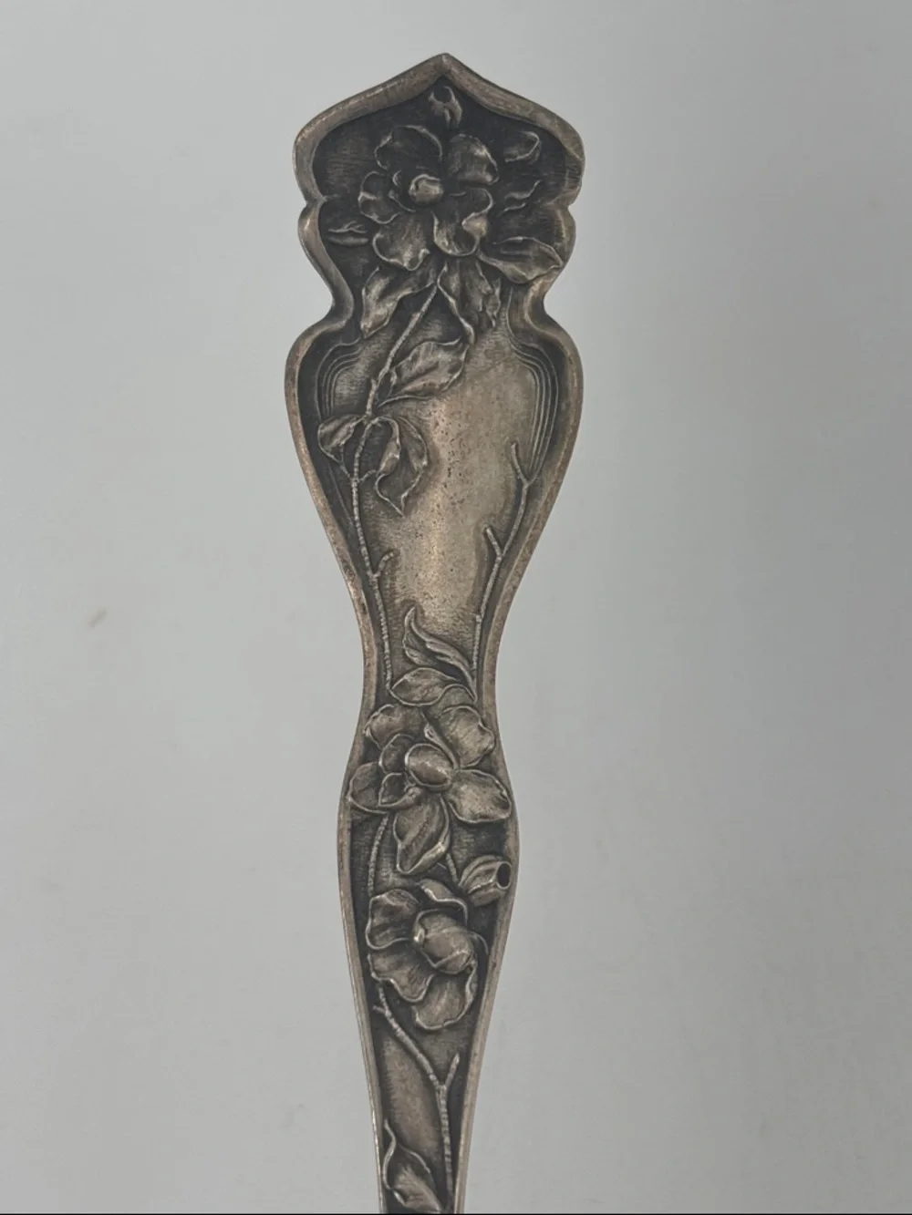 Antique 1903 sterling silver Blackington cherry blossom serving fork